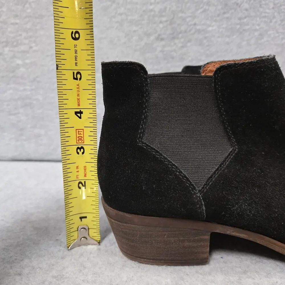 Lucky Brand Bellamy Black Suede Chelsea Ankle Booties Size 7